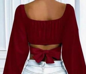 Ballon Sleeves, Square Neck Western Crop Top