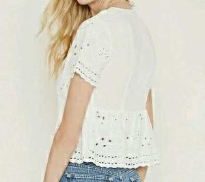Zara White Eyelet Blouse