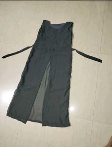 Ladies Solid Georgette Frontslit Kurta (Gray)