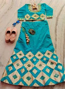 Teal &amp; Pink Lehenga Set