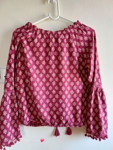Full, Ballon Sleeves Printed Top (XS / S - Size)