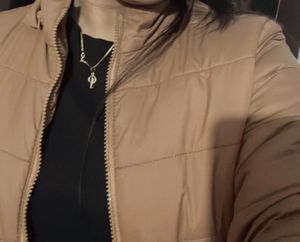Women Brown Detachable Hood Puffer Jacket