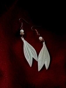 Leaf Pearl Drop Earrings