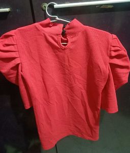 Red Puff Sleeve Top