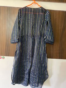Navy And Gold Striped Ethnic Shrug