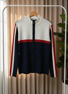 Mavie Striped Zip-Up Sweater