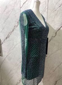 Bottle Green Heavy Work Designer Cocktail Dress