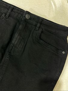 Black Denim Mini Skirt