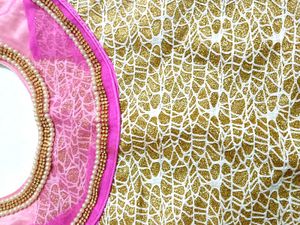 Pink &amp; Gold Embellished Saree Blouse