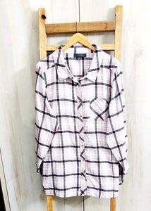 Light Pink Chek Design Cotton Shirt Size-46