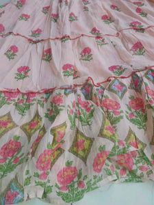 Peach Floral Anarkali Kurti