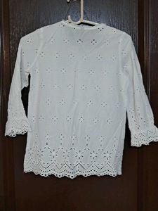 White Eyelet Top &amp; Denim Shorts