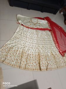 Cream Red Lehenga Choli