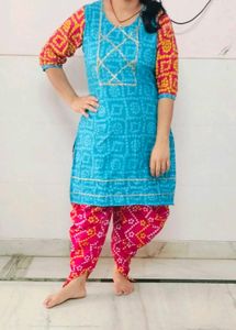 dhoti style bottom Kurta Set with dupatta