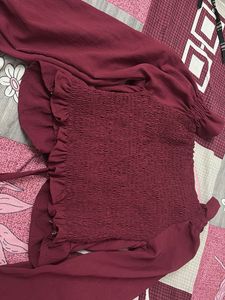 Maroon Ruffle Top