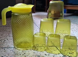 Design Mustard Yellow Jug With 6 Glasses