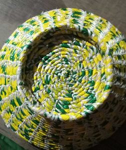 Hand Made Basket Yellow Green Colour