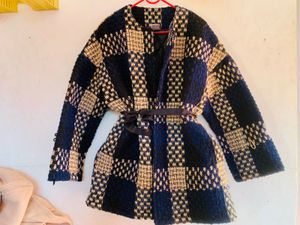 Plaid Wool Blend Coat