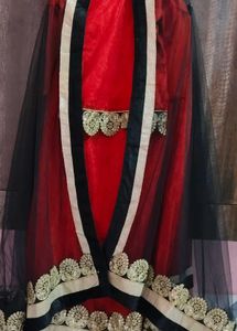 Elegant Red & Black Embellished Dress