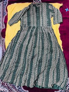 Elegant Green Printed Kurta Dress