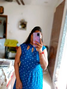 Blue Polka Dot Maxi Dress