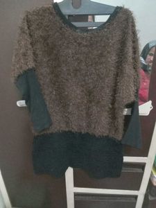 Brown Fuzzy Layered Dress