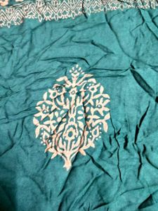 Dark Green Printed Kurta with Matching Palazzo