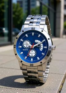 Stylish Silver & Blue Quartz Watch