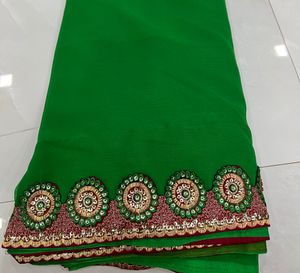 Green Embroidered Saree