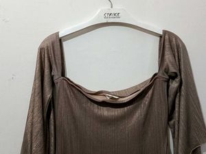 Bronze Flutter Sleeve Mini Dress
