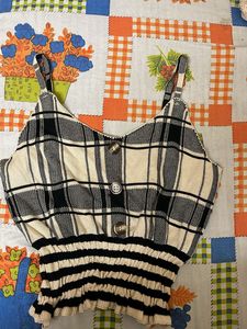 Plaid Crop Top with Buttons