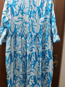 Blue &amp; White Printed Dress