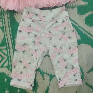 Cute Pink Ruffle Top &amp; Floral Pants Set