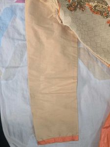 Elegant Orange &amp; Cream Anarkali Dress