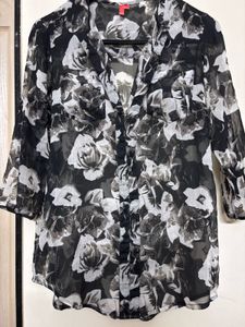 Floral Print Top - Black