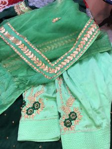 Green Embroidered Velvet Kurti