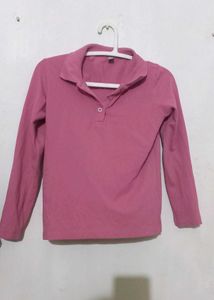 Collar Tshirt Full Sleeve Pink 🩷