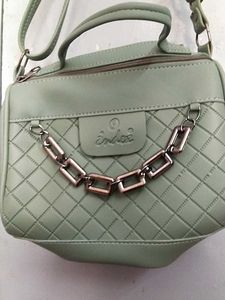 Light Green Quilted Chain Bag