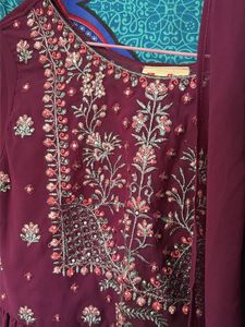 Maroon Embroidered Palazzos