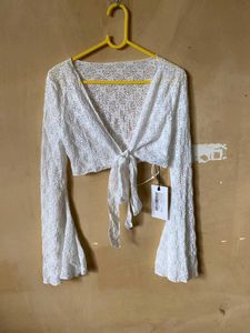 Lace Tie Up Crop Top