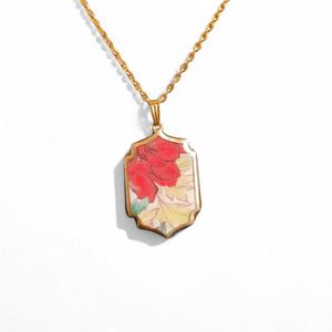 Floral Motif Shaped Porcelain Pendant Chain