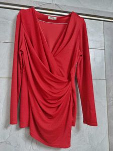 Chic Red Wrap Top