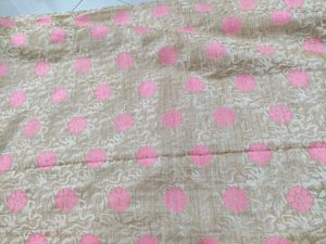 Cream &amp; Pink Colored Saree