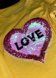 Yellow LOVE Sequin Tee