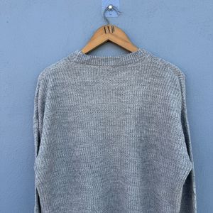 Gray Knit Pullover Sweater