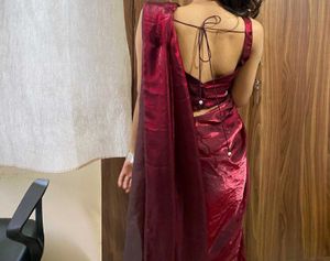 Burgundy Shimmer Saree