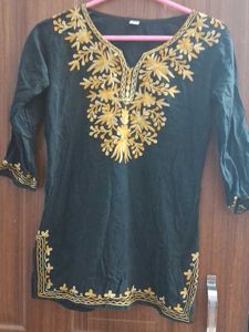 Short Kurti With Yellow Details