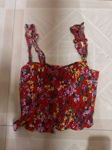 Beach Style Red Top  Crop