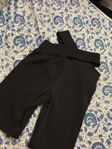 Black Crossover Waist Shorts