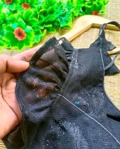 Black Ruffle Sleeveless Blouse